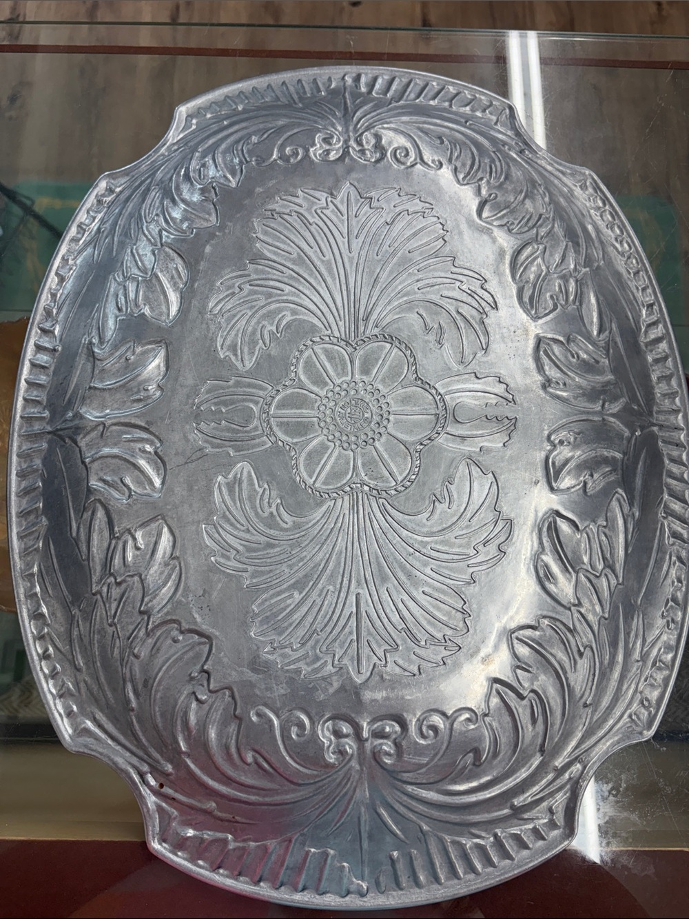 Ornate Silver-Tone Leaf Vanity Tray - Picture 7 of 7